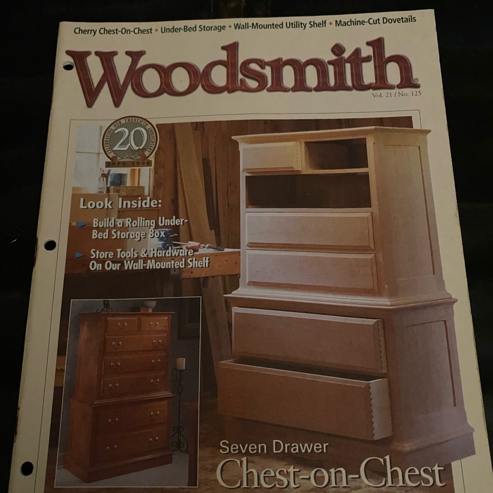 🎉5/$10🎉 Woodsmith magazine vol 21 no 125 October 1999 chest on chest